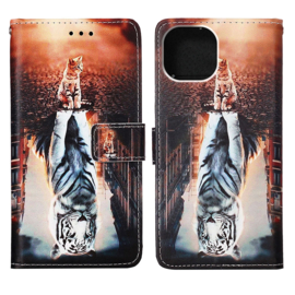 BookCover Hoes Etui voor iPhone 13 - iPhone 14    Kitten  -  Snow-Tijger