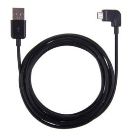 Hoek-Stekker USB 2.0 - Micro USB Oplader en Data Kabel - 1  meter - Zwart