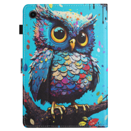 Luxe Bescherm-Etui Hoes Map voor Samsung Galaxy Tab A9 Plus - 11    "Cartoon Uil"