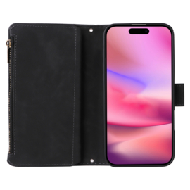 Portemonnee - Etui  Tas voor iPhone 16  - Met Schouder - Draagkoord -  Zwart