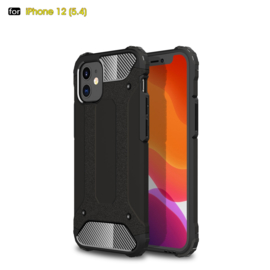 Sterke Armor-Case Bescherm-Cover Hoes voor iPhone 12 Mini -  Zwart