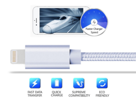 Luxe Metalen Lightning Oplader - Data USB Kabel voor iPhone - iPad  100cm  Roze