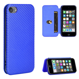 Slim Carbon  Cover Hoes Etui voor iPod Touch      Blauw