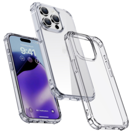 TPU-Crystal Bescherm-Hoes Skin Cover + Screenprotector voor iPhone 15    Transparant