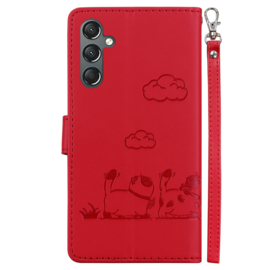 BookCover Hoes Etui voor Samsung Galaxy A16  -  A26   -  Rood  -  Cartoon Cats  - Reliëf