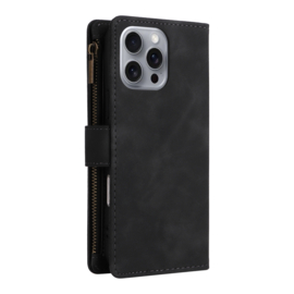 Portemonnee - Etui  Tas voor iPhone 16 Pro Max  - Met Schouder - Draagkoord -  Zwart - A3296