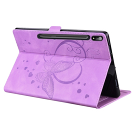Luxe Bescherm-Etui Hoes Map voor Samsung Galaxy Tab S9 FE  -  S10 FE  -  10.9"  -    Hart en Vlinder  - Paars