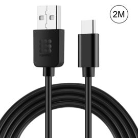 USB C - Oplader en Data USB 2.0 Kabel voor iPhone Serie  200cm Zwart
