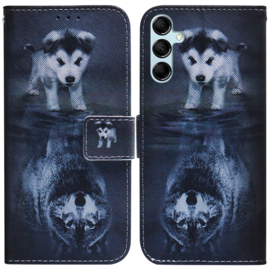 BookCover Hoes Etui voor Samsung Galaxy A15  -  Wolf - Welp