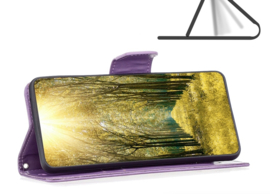 PU BookCover Hoes Etui voor Samsung Galaxy A54   Paars   Vlinders