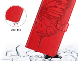 BoekCover Etui Hoes voor Samsung Galaxy S26  -  Rood   -  Vlinder  - Reliëf - v1