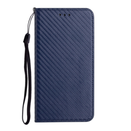 Luxe BookCover Hoes Etui voor iPhone 16   -     Blauw - Carbon