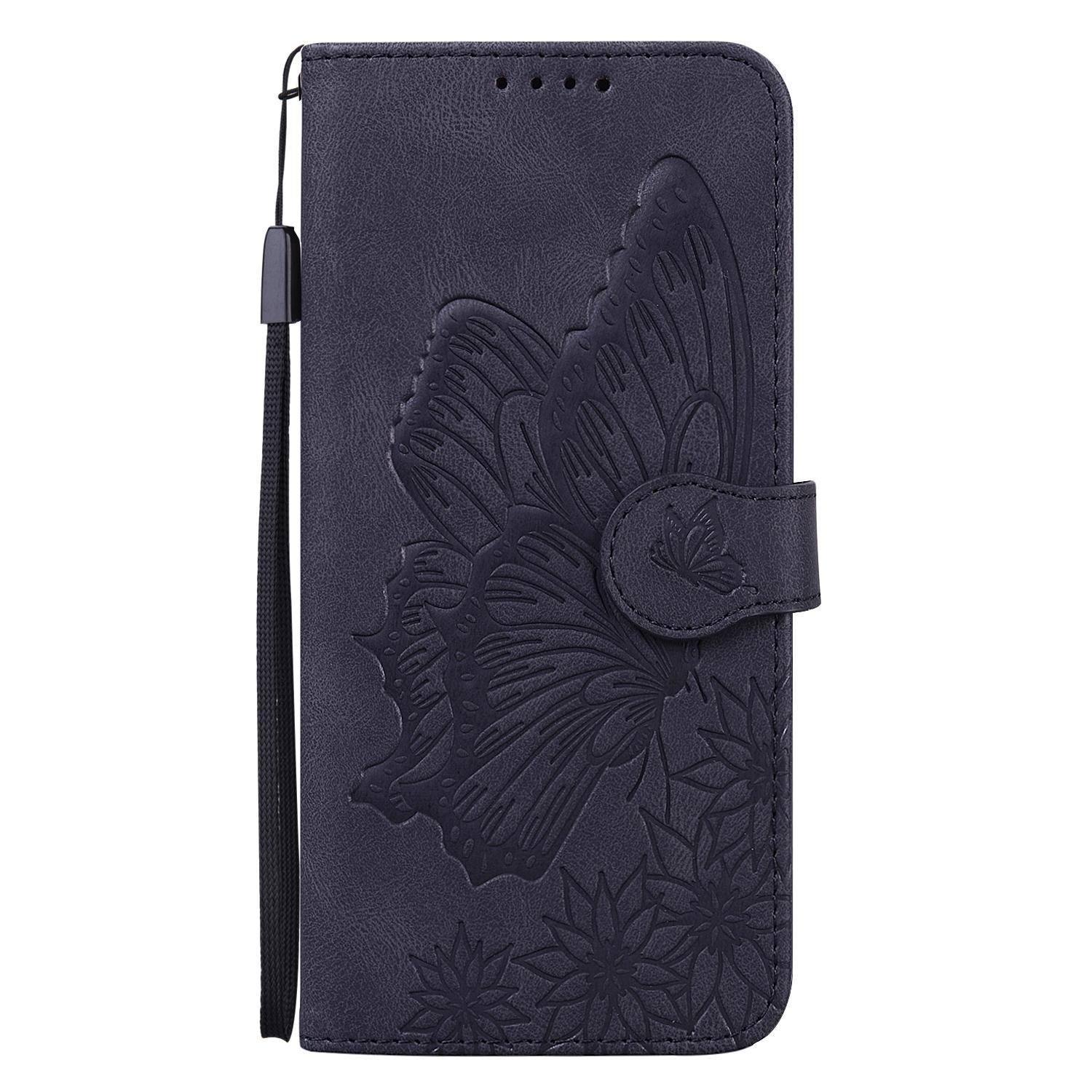 BoekCover Etui Hoes voor Samsung Galaxy A36 - A56  -  Zwart   -  Vlinder  - Reliëf