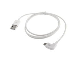 Hoek-Stekker USB 2.0 - Micro USB Oplader en Data Kabel - 2  meter - Wit