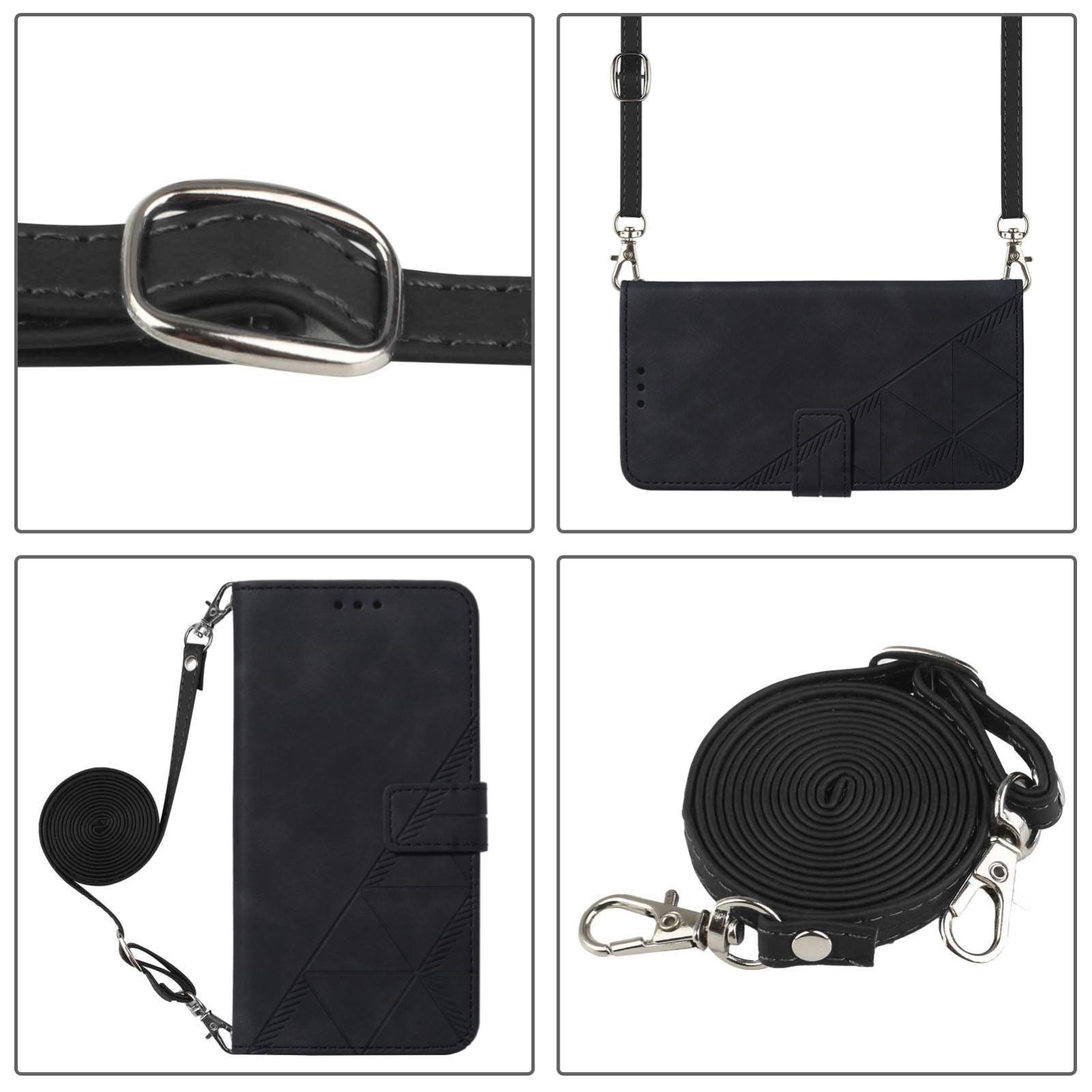 Hoes - Etui - Tas voor iPhone 16e  - Met Schouder - Draagkoord -  Zwart