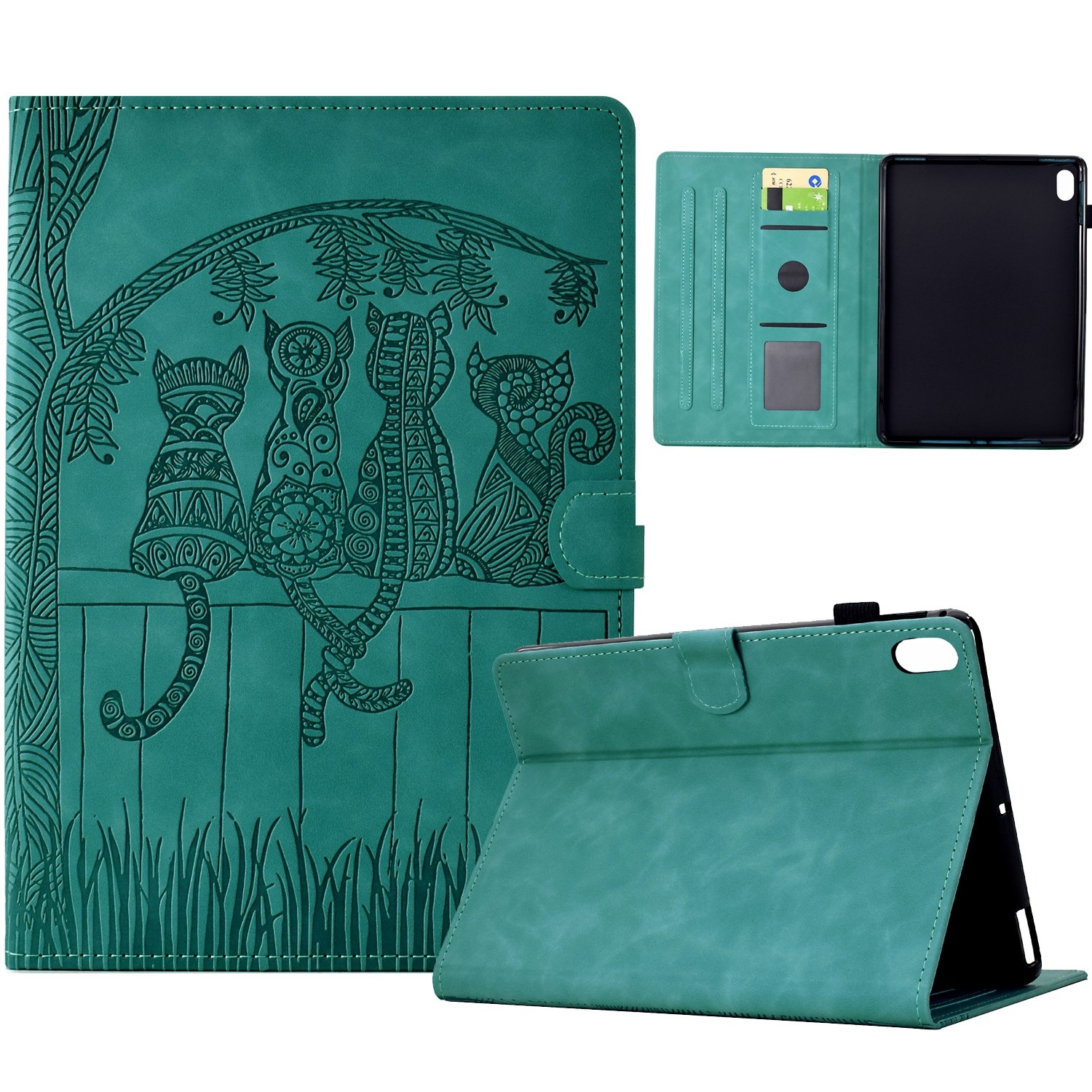 Bescherm-Etui Hoes Map voor  Apple iPad 10 - A16 - 10.9 - 2022 - 2025 - Cartoon Cats - Groen
