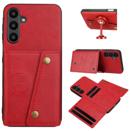 PU Bescherm-Hoes Cover met 4 Pas-vak voor Samsung Galaxy A57  - Rood