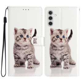 BoekCover Hoes Etui voor Samsung Galaxy A36  -  A56   -  Lieve Kitten - Wit