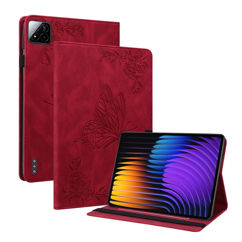 Bescherm-Etui Hoes Map voor Xiaomi Pad 7  -   Vlinders - Rood