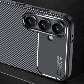 Carbon TPU Bescherm-Hoes Skin voor Samsung Galaxy S24 FE - Zwart