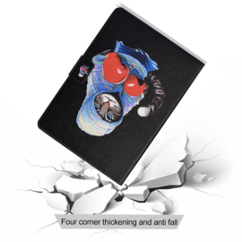 Luxe Bescherm-Etui Hoes Map voor Samsung Galaxy Tab A9 Plus - 11 -    "Boxing Cat". Zwart