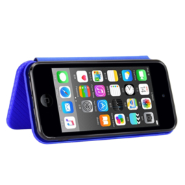 Slim Carbon  Cover Hoes Etui voor iPod Touch      Blauw
