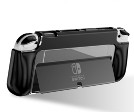 Grip TPU Bescherm Hoes Skin voor Nintendo Switch  OLED - Zwart