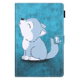 Luxe Bescherm-Etui Hoes Map voor Samsung Galaxy Tab  A11 Plus - A9 Plus - 11"  -    "Cute Wolf"
