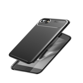 Luxe TPU Carbon  Bescherm-Hoes  voor iPhone SE 2020 2022     Zwart