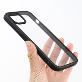 Slim Clear TPU Bescherm-Hoes Skin met Screenprotector voor iPhone 15    Zwart - Transparant