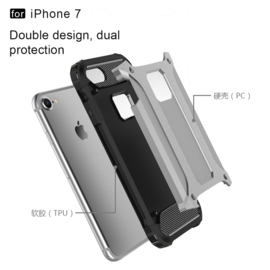 iPhone 7 of 8 - Hybrid Tough Armor-Case Bescherm-Cover Hoes - Zilver