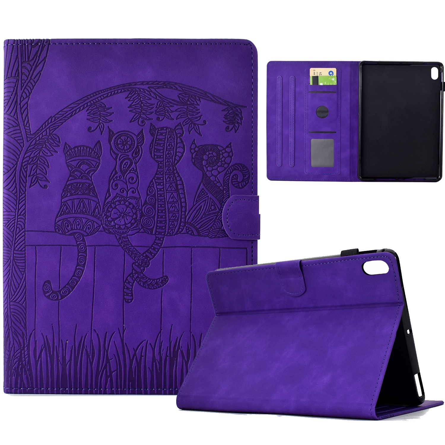 Bescherm-Etui Hoes Map voor  Apple iPad 10 - A16 - 10.9 - 2022 - 2025 - Cartoon Cats - Paars