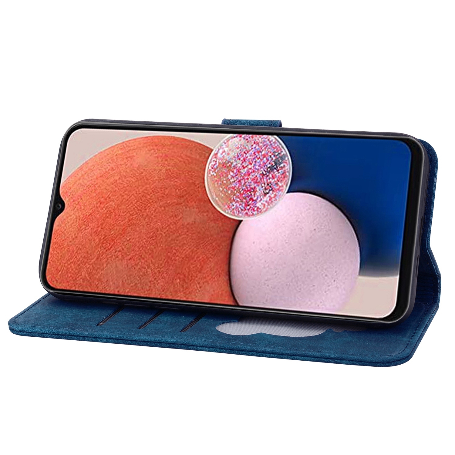 BookCover Hoes Etui voor Samsung Galaxy A35 - A55  -  Blauw  - Bloemen Kat - Reliëf
