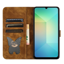 BookCover Hoes Etui voor Samsung Galaxy A06 - A07  -  Vlinders en Kat  - Bruin  - Reliëf