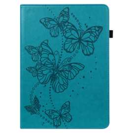 Bescherm-Etui Hoes Map voor Samsung Galaxy Tab A9 Plus - 11 -   Vlinders - Turquoise