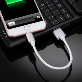 Luxe Lightning Oplader - Data USB Kabel voor iPhone  20cm. Zilver