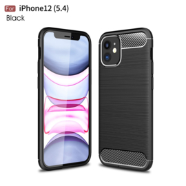 Flex-Cover TPU Bescherm-Hoes Skin voor iPhone 12 Mini   Zwart Carbon