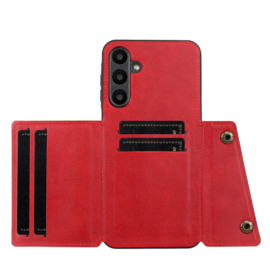 PU Bescherm-Hoes Cover met 4 Pas-vak voor Samsung Galaxy A57  - Rood