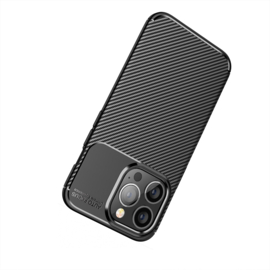 Luxe TPU Carbon  Bescherm-Hoes  voor iPhone 14 Pro     Zwart