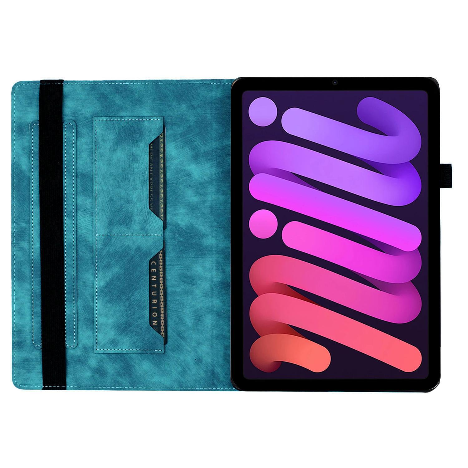 Bescherm-Etui Hoes Map voor  Apple iPad Mini 6 - Mini 7 - Kat en Vlinders - Groen