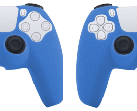 Leer-Look Silicone Hoes / Skin voor Playstation 5 - PS5 Controller   Blauw