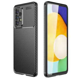 Samsung Galaxy A73 5G  - Carbon TPU Bescherm-Hoes Skin - Zwart