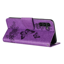PU BookCover Hoes Etui voor Samsung Galaxy A36 - A56   Paars -  Vlinders