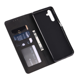 BookCover Hoes Etui voor Samsung Galaxy A56 - A36  -  Cartoon Cat  -  Zwart   - Reliëf