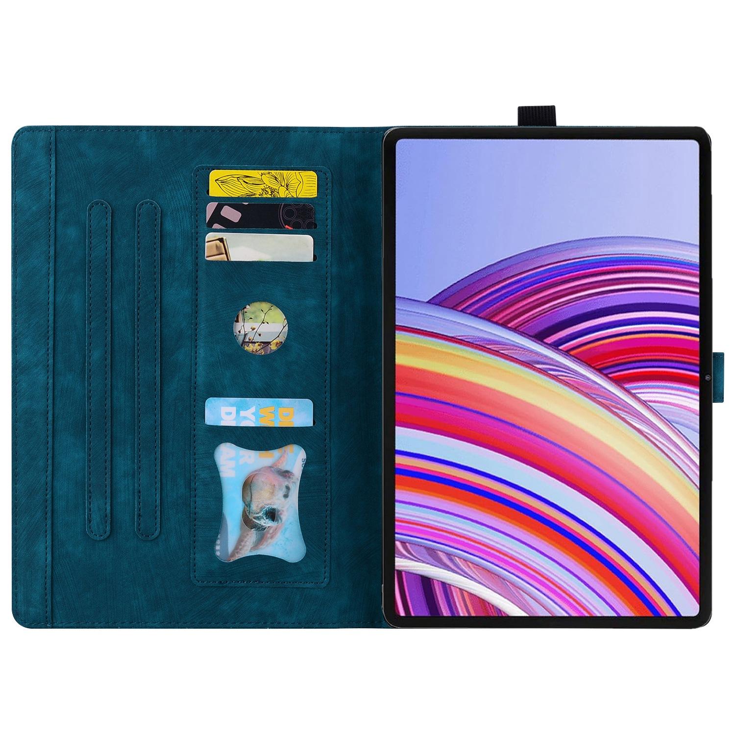 Bescherm-Etui Hoes Map voor Xiaomi Redmi Pad 2 - 11  -   Bloemen en Kat -  Blauw