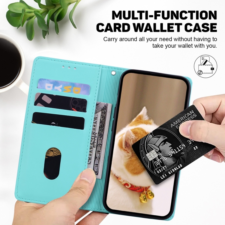 BookCover Hoes Etui voor Samsung Galaxy A16  -  A26   -  Turquoise  -  Cartoon Cats  - Reliëf