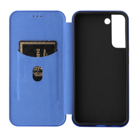 Slim Carbon  Cover Hoes Etui voor Samsung Galaxy S22   Blauw - Carbon