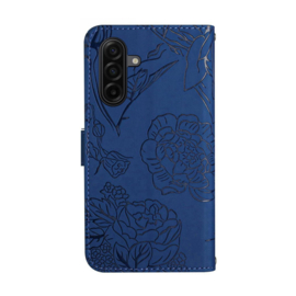 PU BoekCover Hoes Etui voor Samsung Galaxy A57 -   Blauw  -  Vlinders