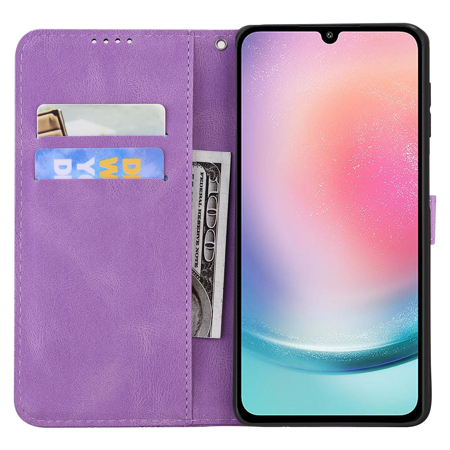 BoekCover Etui Hoes voor Samsung Galaxy A36 - A56  -  Paars  -  Vlinder  - Reliëf