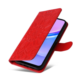 BookCover Hoes Etui voor Samsung Galaxy A16  - A26  Rood - Bloem-Motief in Reliëf